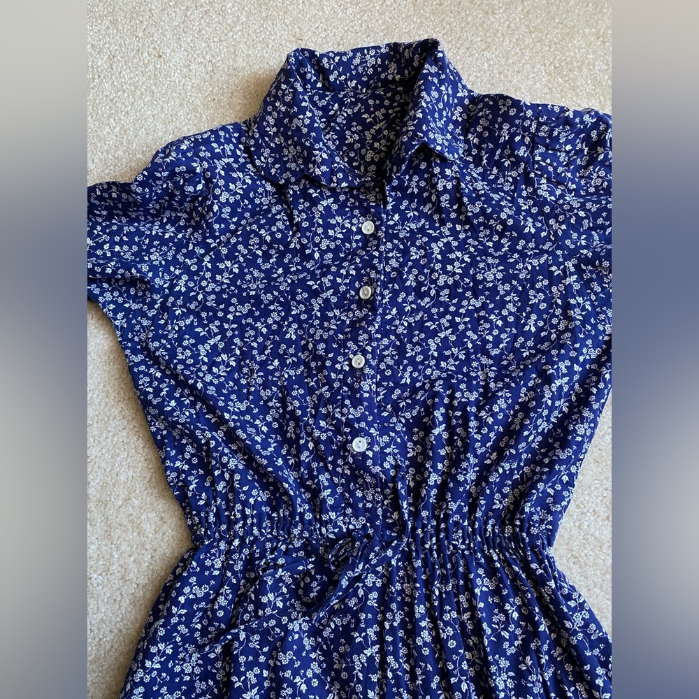 Vintage prairie cottage core dress floral blue white flowers size small … - Picture 4 of 10
